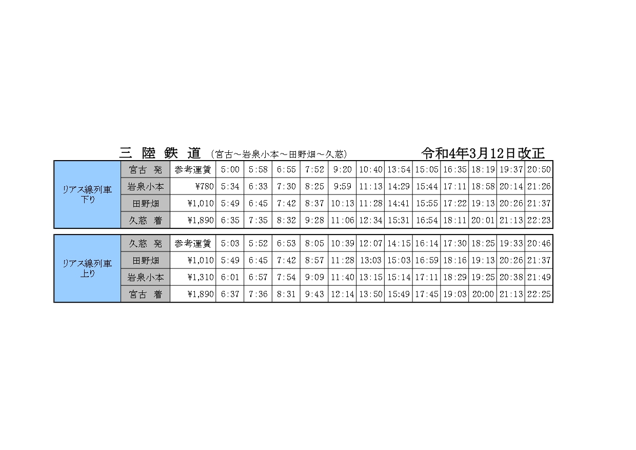 時刻表-令和4年3月12日改正版