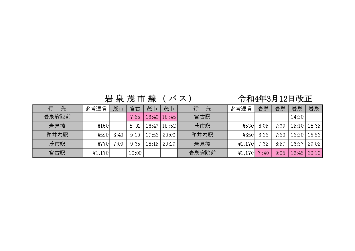 時刻表-令和4年3月12日改正版